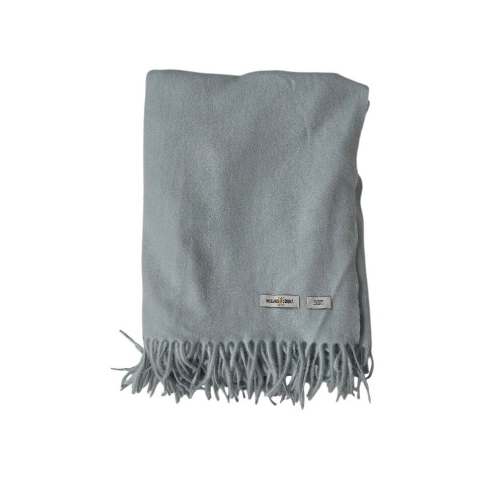 Williams Sonoma Home 100% Cashmere Throw Blanket 51 X 65 Mint Green Quiet Luxury